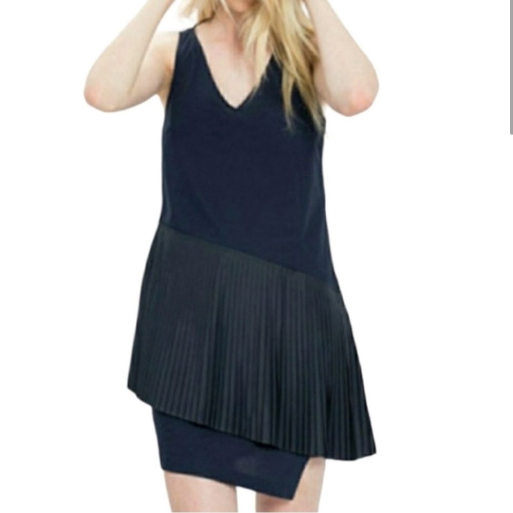 10 Crosby Derek Lam Asymmetrical Blue and Black Cocktail Dress, Size Small
